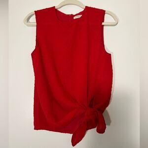 Aritzia Babaton Hopkins Red Sleeveless Blouse Size Small Knot Tie Front